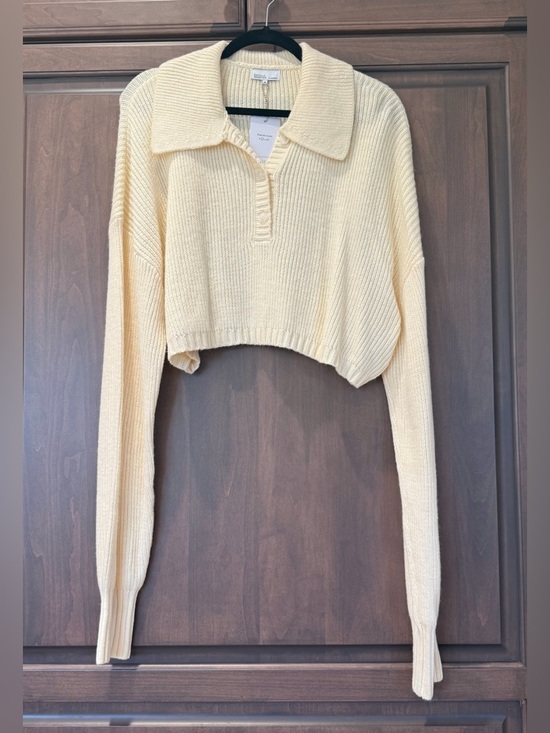 WeWoreWhat Sweaters - NWT WeWoreWhat Danielle Bernstein Polo Cropped Sweater - Cream - XL